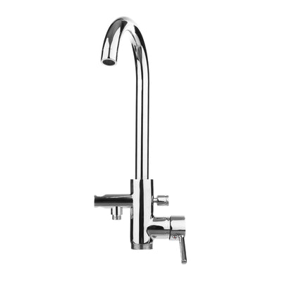 Chrome Curved Round Freestanding Bathroom Tub Faucet with Shower Head