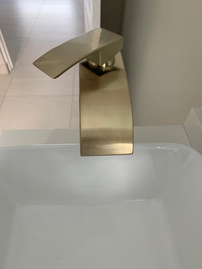 WATERFALL HIGH STYLE BASIN TAP - BRUSHED GOLD