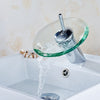 Modern Style Bathroom Vessel Copper Glass Round Waterfall Tap