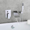 Waterfall Wall-Mount Bath Tub Faucet with Handheld Shower Head 